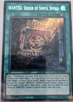 Wanted: Seeker of Sinful Spoils - Secret RARE AGOV-EN054 1st Edition YuGiOh Card - Image 1