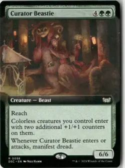 Curator Beastie (Extended Art) 058 NM MTG Duskmourn Magic - Image 1