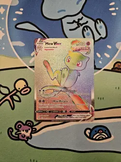 Pokemon TCG: Mew VMAX Rainbow Secret Rare (268/264) Fusion Strike LP/NM - Image 1