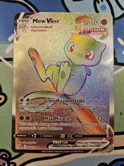 Pokemon TCG: Mew VMAX Rainbow Secret Rare (268/264) Fusion Strike LP/NM - Image 2