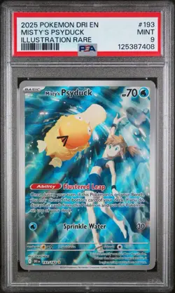 2025 Pokemon Destined Rivals Misty’s Psyduck #193 Illustration Rare PSA 9 Mint - Image 1