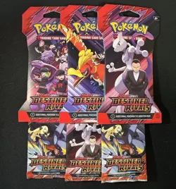 3 Scarlet & Violet Destined Rivals Booster Packs OPENED & EMPTY Pokemon Artwork - Image 1