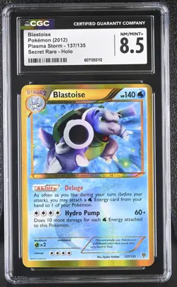 CGC 8.5 Blastoise 2012 Plasma Storm 137/135 Secret Rare Holo Pokemon Card - Image 1