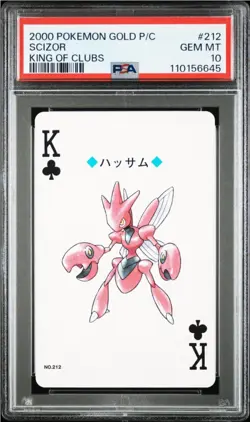 2000 POKEMON GOLD VERSION PLAYING CARDS 212 SCIZOR KING OF CLUBS PSA10 - Image 1