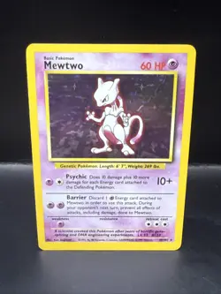 Pokemon Mewtwo 10/102 Holo Rare Base Set 1999 Pokemon Card C - Image 1