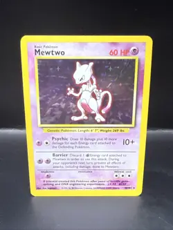 Pokemon Mewtwo 10/102 Holo Rare Base Set 1999 Pokemon Card C - Image 2