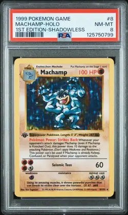 Machamp 8/102 PSA 8 1999 Base Set Holo 1st Edition Shadowless Pokemon TCG Card - Image 1