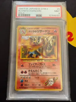 1998 Pokemon Gym 2 Japanese Holo: BLAINE'S CHARIZARD #6: PSA 9 - Image 1