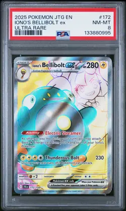 2025 POKEMON JTG EN-JOURNEY TOGETHER ULTRA RARE #172 IONO'S BELLIBOLT EX PSA 8 - Image 1
