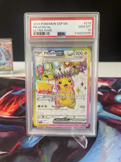 PIKACHU EX 219/191 PSA 10 SURGING SPARKS ULTRA RARE POKEMON CARD ENGLISH - Image 1