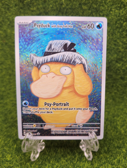 Psyduck With Grey Felt Hat Custom Pokemon ACG Card Holo Foil Art Anime - Image 1