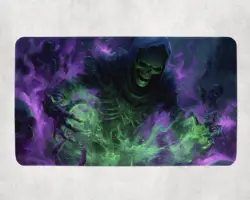 Necromancer Summoning Undead with Green and Purple Magic - MTG Playmat - Image 1