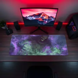 Necromancer Summoning Undead with Green and Purple Magic - MTG Playmat - Image 5