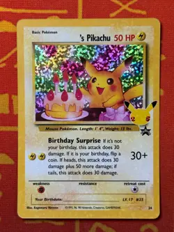 POKEMON TCG BIRTHDAY PIKACHU 24 BLACK STAR PROMO HOLO NM CELEBRATIONS - Image 1
