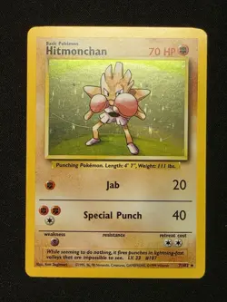 Pokemon TCG Hitmonchan Base Set 7/102 Holo 1999-2000 Wizards Base Set Copyright - Image 2