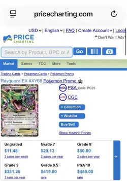 Pokemon TCG Rayquaza EX Holo Rare Black Star Promo Card XY66 - Image 2