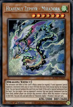 Heavenly Zephyr - Miradora - Secret Rare 1st Edition BLVO-EN029 - NM - YuGiOh - Image 1