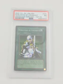 2002 Yugioh PSV-034 1st Edition Super Rare Nobleman of Crossout PSA 7 - Image 1