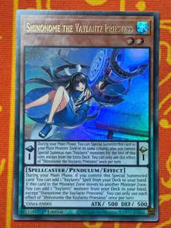 YUGIOH SHINONOME THE VAYLANTZ PRIESTESS ULTRA RARE 1ST NEAR MINT TAMA-EN001 - Image 1