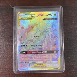 Pokemon Unbroken Bonds Full Art Rainbow Pheromosa & Buzzwole GX Card 215/214 - Image 2