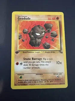 Geodude 47/62 1st Edition Fossil Regular Pokemon TCG - Image 1