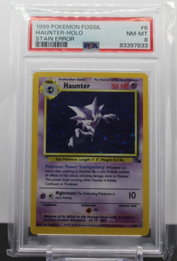Stain Error PSA 8 - Haunter#6 Holo Rare - 1999 Pokemon Fossil - Image 1