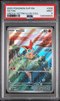 2025 POKEMON SVP EN-SV BLACK STAR PROMO #208 VICTINI PSA 9 - Image 1