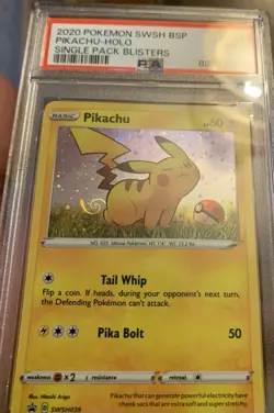Pikachu SWSH039 Pokemon Black Star Promo PSA 9 Perfect Fart Swirl Poop Swirl! - Image 3