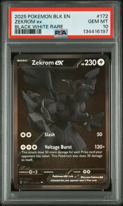 2025 POKEMON BLK EN-BLACK BOLT BLACK WHITE RARE #172 ZEKROM EX PSA 10 - Image 1