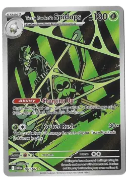 Team Rocket's Spidops ex 187/182 Holo Pokemon TCG Card Destined Rivals NEAR MINT - Image 1