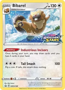 Bibarel SWSH188 Brilliant Stars Stamped Promo Pokemon Card NM - Image 1