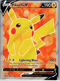 Pikachu V 157/172 SWSH09: Brilliant Stars - Pokemon Card - NM - Image 1