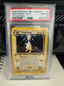PSA 10 Ampharos 1st Edition Holo Rare 2000 Neo Genesis Pokemon Card - Image 1