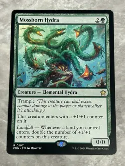 MTG Mossborn Hydra - Foundations - Regular slight crease bottom corner - Image 1