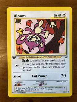 Pokemon TCG | Aipom 41/64 1st Edition NonHolo LP | Neo Revelation - Image 1