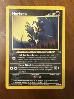 Pokemon | Murkrow 46/64 1st Edition Neo Revelation Regular LP/NM - Image 1