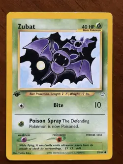 Pokemon TCG Zubat 59/64 Neo Revelation Regular 1st Edition LP - Image 1