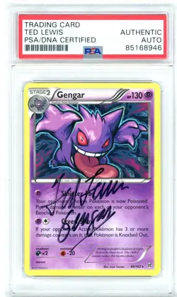 PSA Signed Ted Lewis Pokemon TCG Gengar 60/162 XY Breakthrough Regular (2015) - Image 1