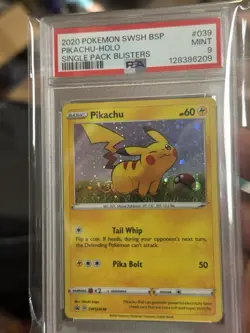 Pikachu SWSH039 Cosmos Holo Pokemon TCG Black Star Promo PSA 9 *SWIRL* Farting - Image 1