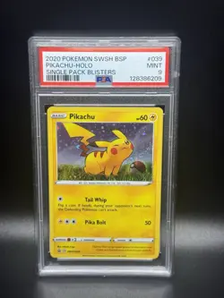 Pikachu SWSH039 Cosmos Holo Pokemon TCG Black Star Promo PSA 9 *SWIRL* Farting - Image 2