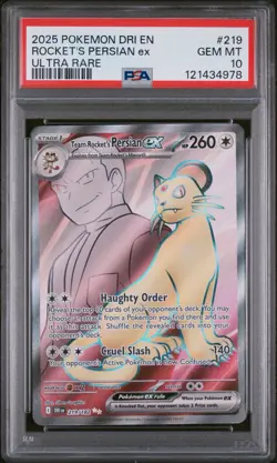 2025 Pokemon Destined Rivals Rocket’s Persian ex Ultra Rare 219 PSA 10 - Image 1
