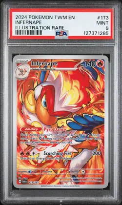 2024 POKEMON TWM EN-TWILIGHT MASQUERADE ILLUSTRATION RARE #173 INFERNAPE PSA 9 - Image 1