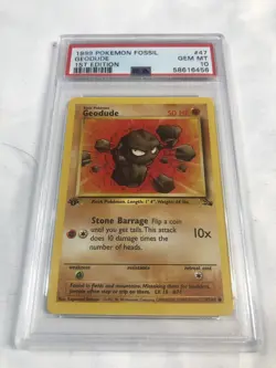 1999 POKEMON FOSSIL #47 GEODUDE 1ST EDITON GEM MINT PSA 10 - Image 1