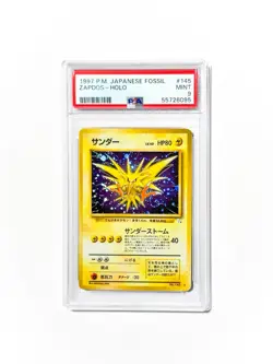 1997 POKEMON JAPANESE FOSSIL #145 ZAPDOS HOLO FOIL SWIRL PSA 9 MINT GRADED ⚡ - Image 3