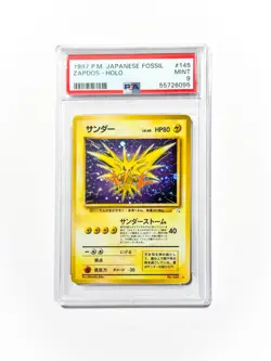 1997 POKEMON JAPANESE FOSSIL #145 ZAPDOS HOLO FOIL SWIRL PSA 9 MINT GRADED ⚡ - Image 4