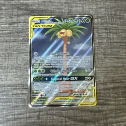 Pokemon TCG Rowlet & Alolan Exeggutor Tag Team GX Unified Minds 215/236 NM - Image 1