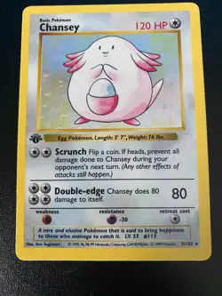 Chansey HOLO 3 1ST EDITION 1999 Base Set WOTC Pokemon MINT Condition - Image 2