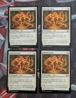 MTG 4 x Duskmourn Uncommon ETHEREAL ARMOR NM - Image 1