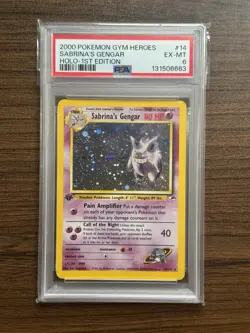 Pokemon Gym Heroes- Sabrinas Gengar - Holo 1st Edition #14 - PSA 6 - Image 1