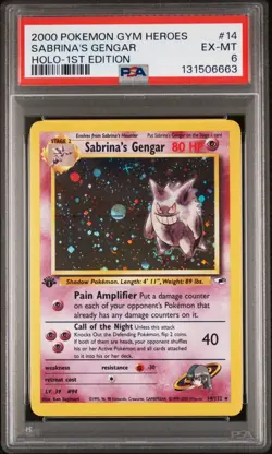 Pokemon Gym Heroes- Sabrinas Gengar - Holo 1st Edition #14 - PSA 6 - Image 3